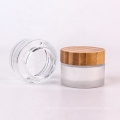 cream cosmetic 60g clear matte frosted glass jar with bamboo lid